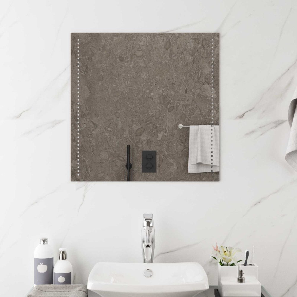 vidaXL LED Badrumsspegel med spegel Transparent 60 x 60 cm härdat glas