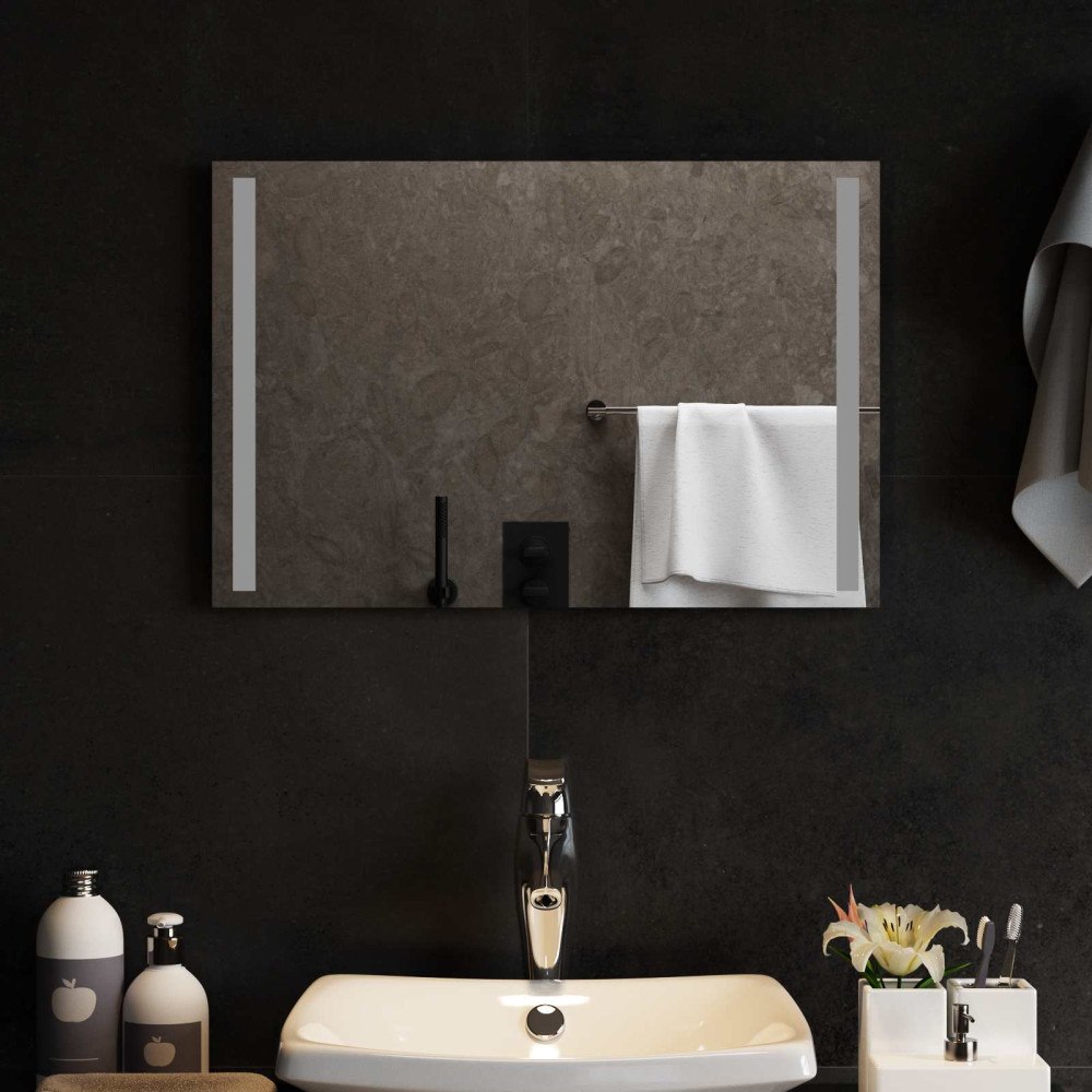 vidaXL LED Badrumsspegel med spegel Transparent 60 x 40 cm härdat glas