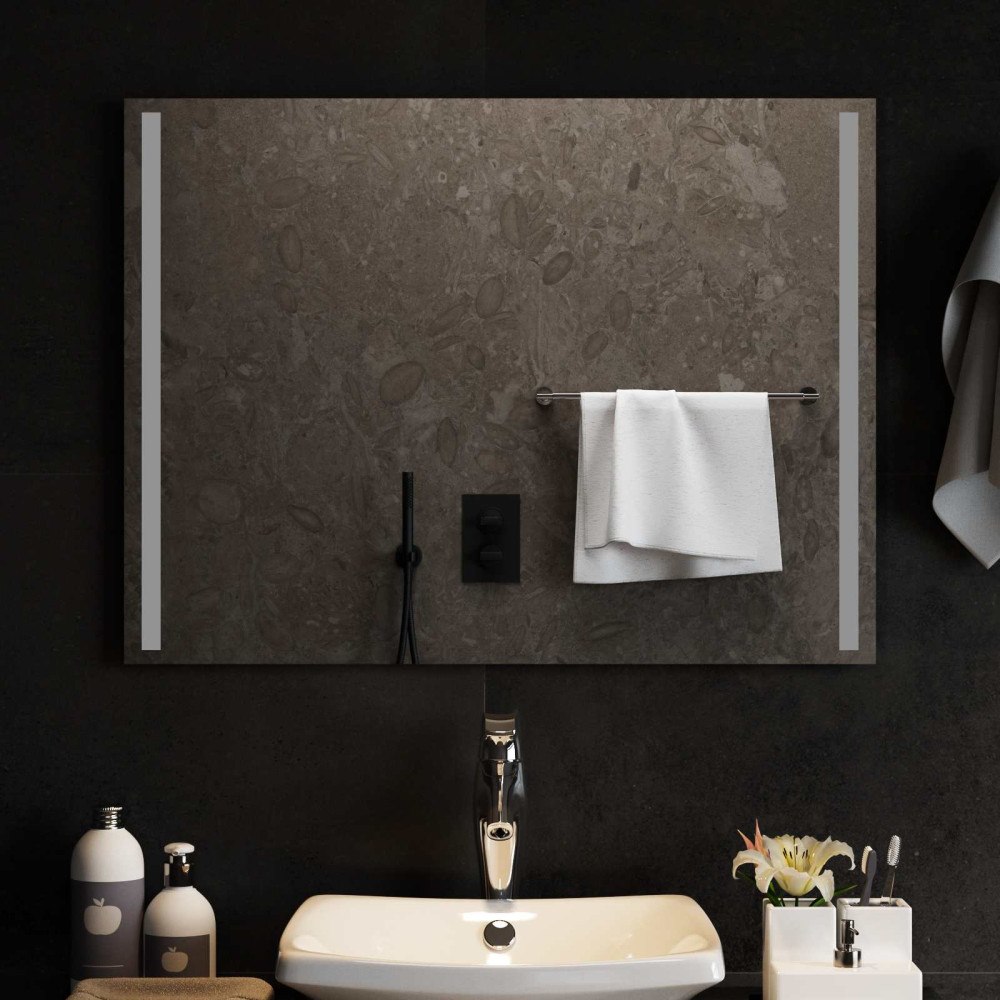 vidaXL LED Badrumsspegel med spegel Transparent 80 x 60 cm härdat glas
