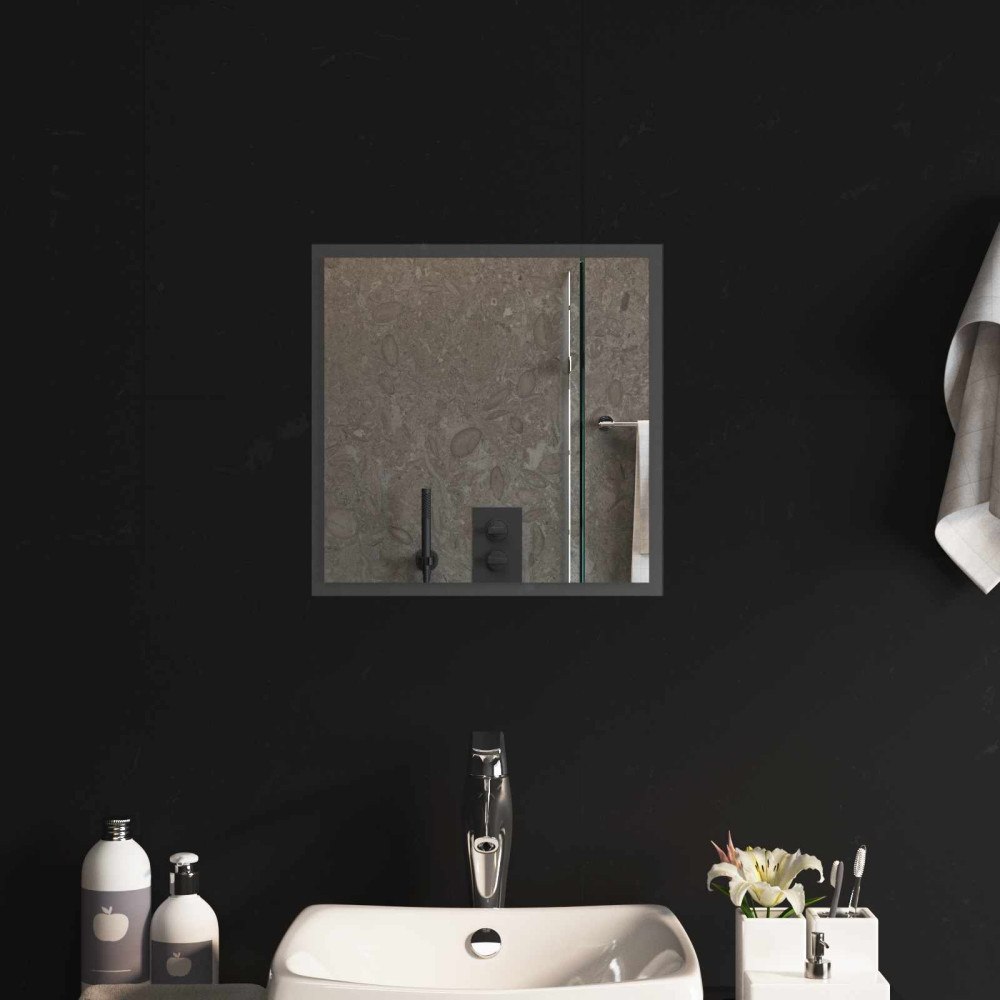 vidaXL LED Badrumsspegel med spegel Transparent 40 x 40 cm härdat glas