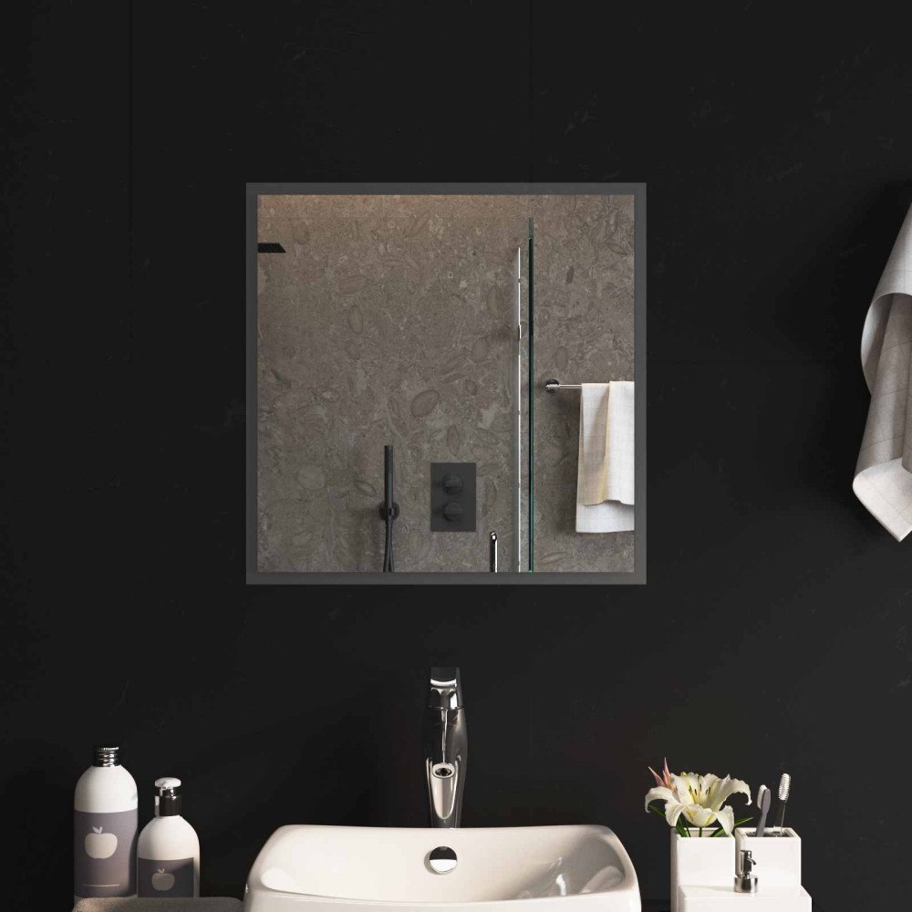 vidaXL LED Badrumsspegel med spegel Transparent 50 x 50 cm härdat glas