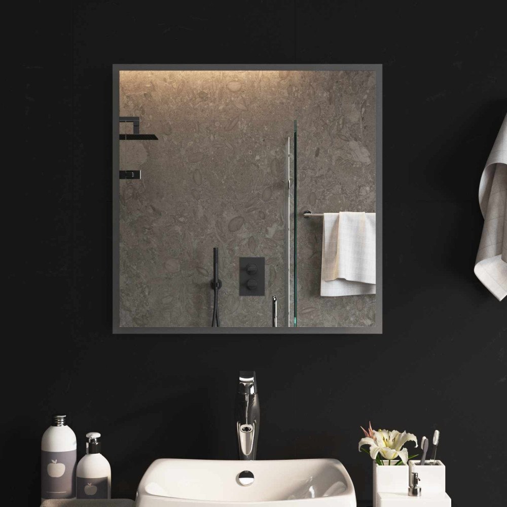 vidaXL LED Badrumsspegel med spegel Transparent 60 x 60 cm härdat glas