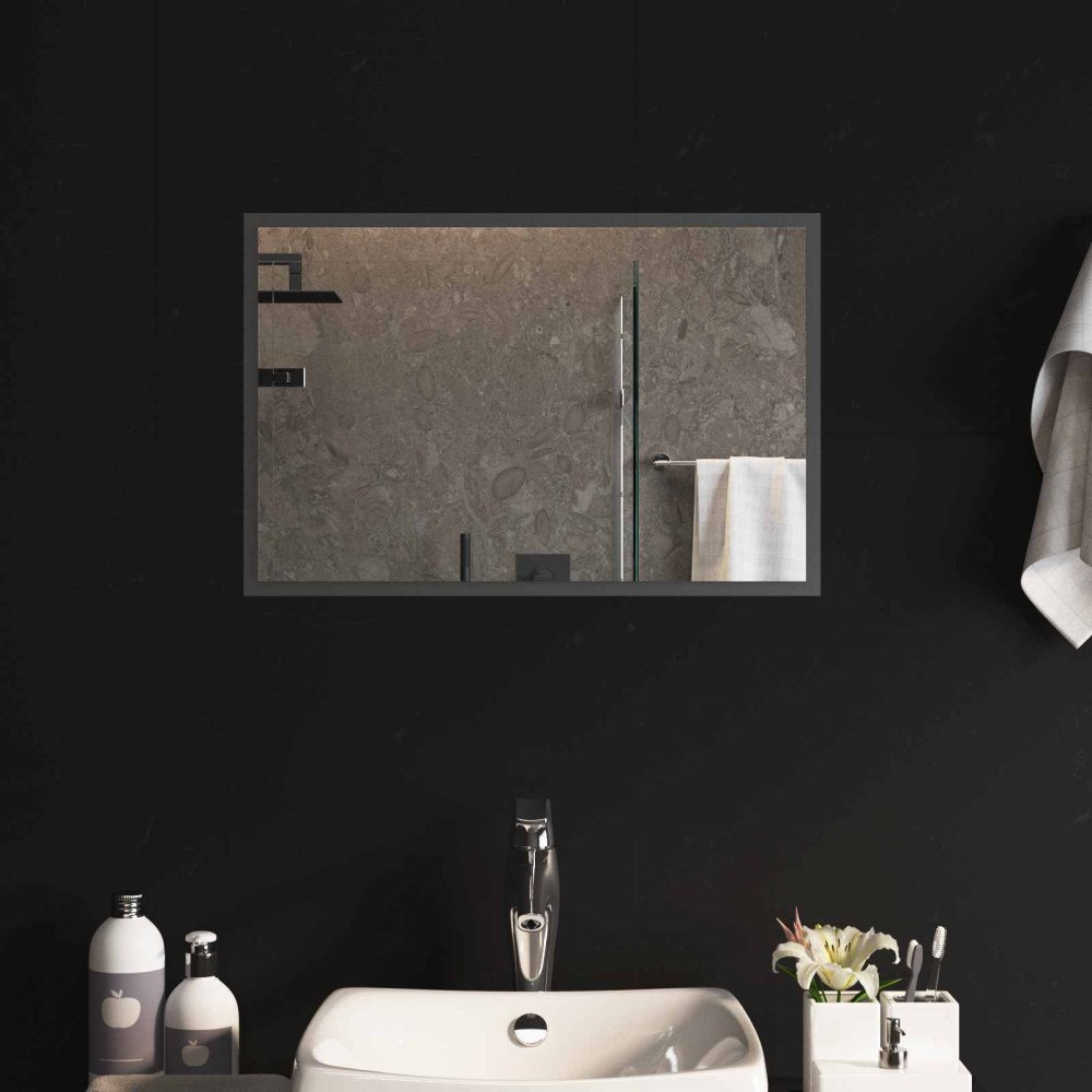 vidaXL LED Badrumsspegel med spegel Transparent 60 x 40 cm härdat glas