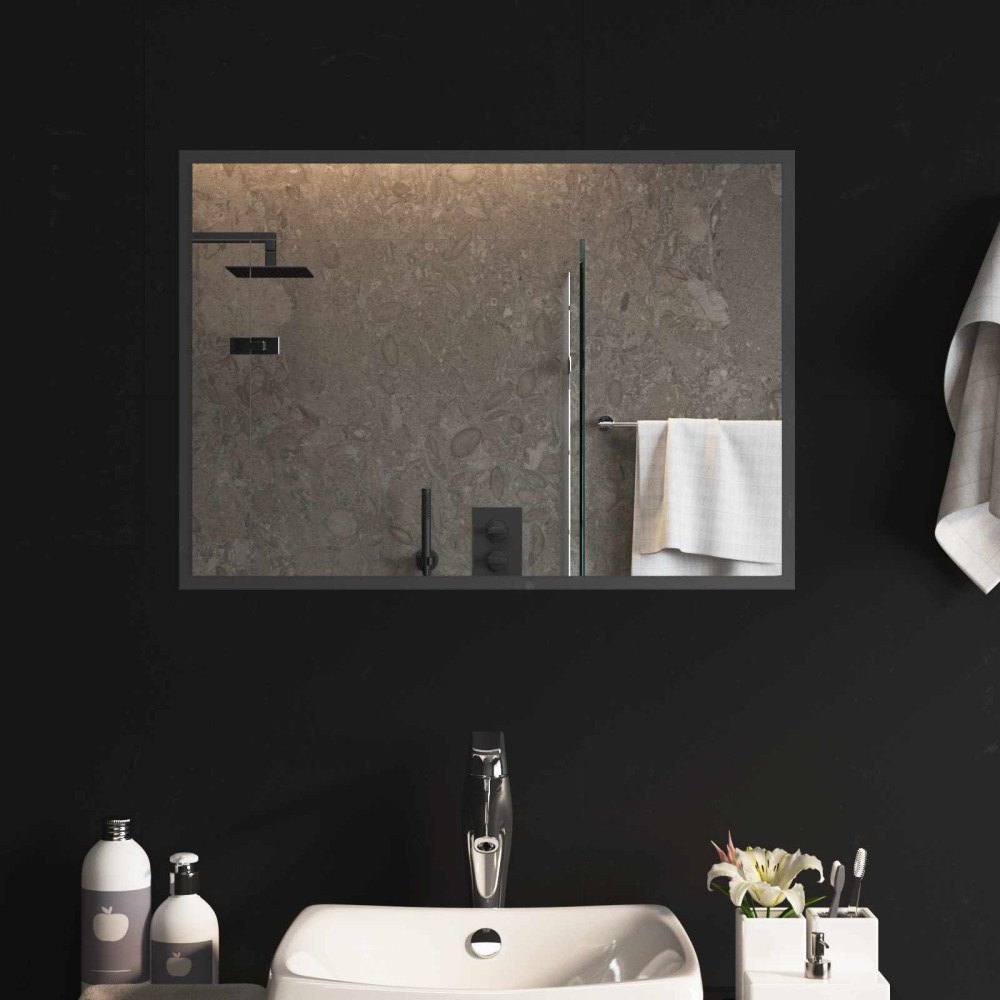 vidaXL LED Badrumsspegel med spegel Transparent 70 x 50 cm härdat glas