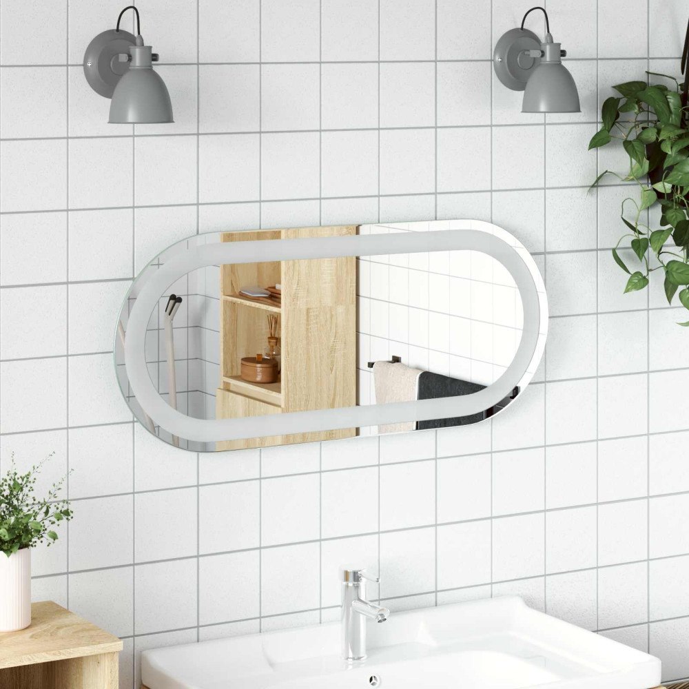 vidaXL LED Badrumsspegel med spegel Transparent 70 x 30 cm härdat glas