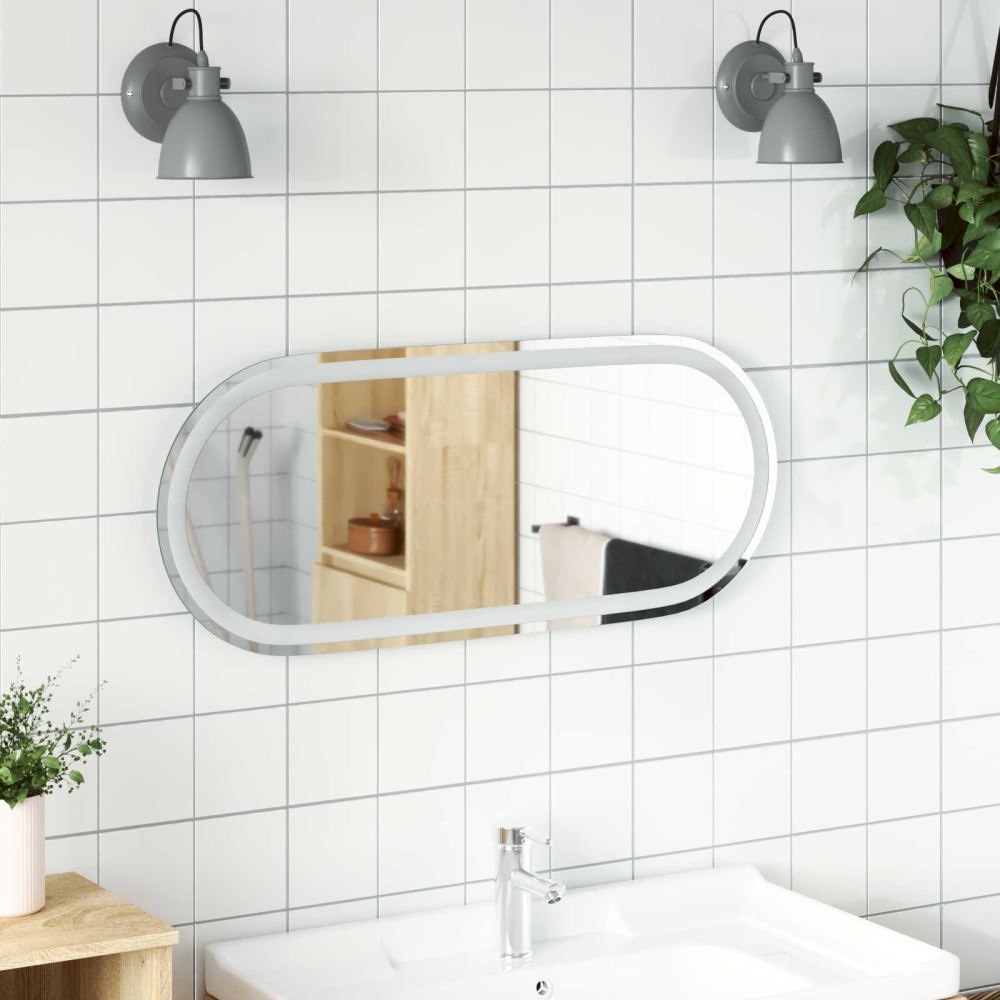 vidaXL LED Badrumsspegel med spegel Transparent 80 x 35 cm härdat glas
