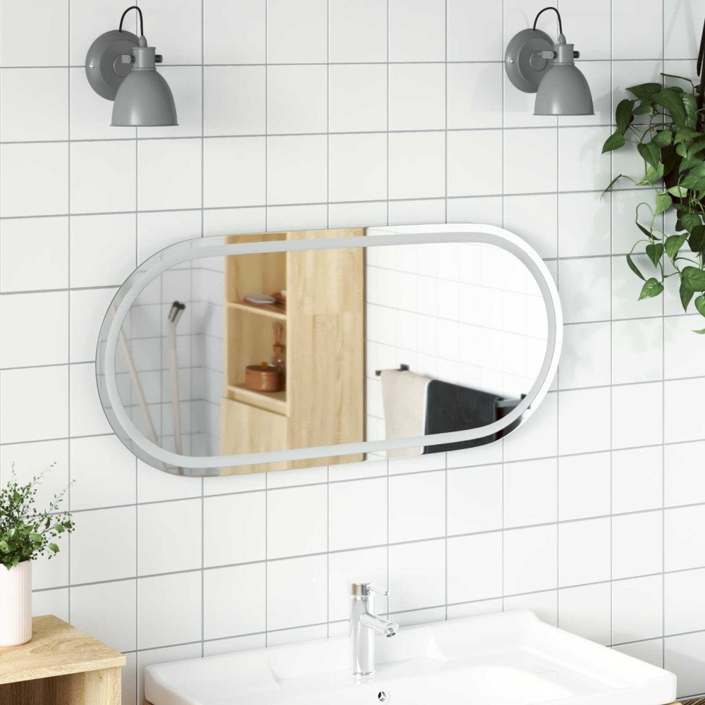 vidaXL LED Badrumsspegel Transparent 100 x 45 cm härdat glas