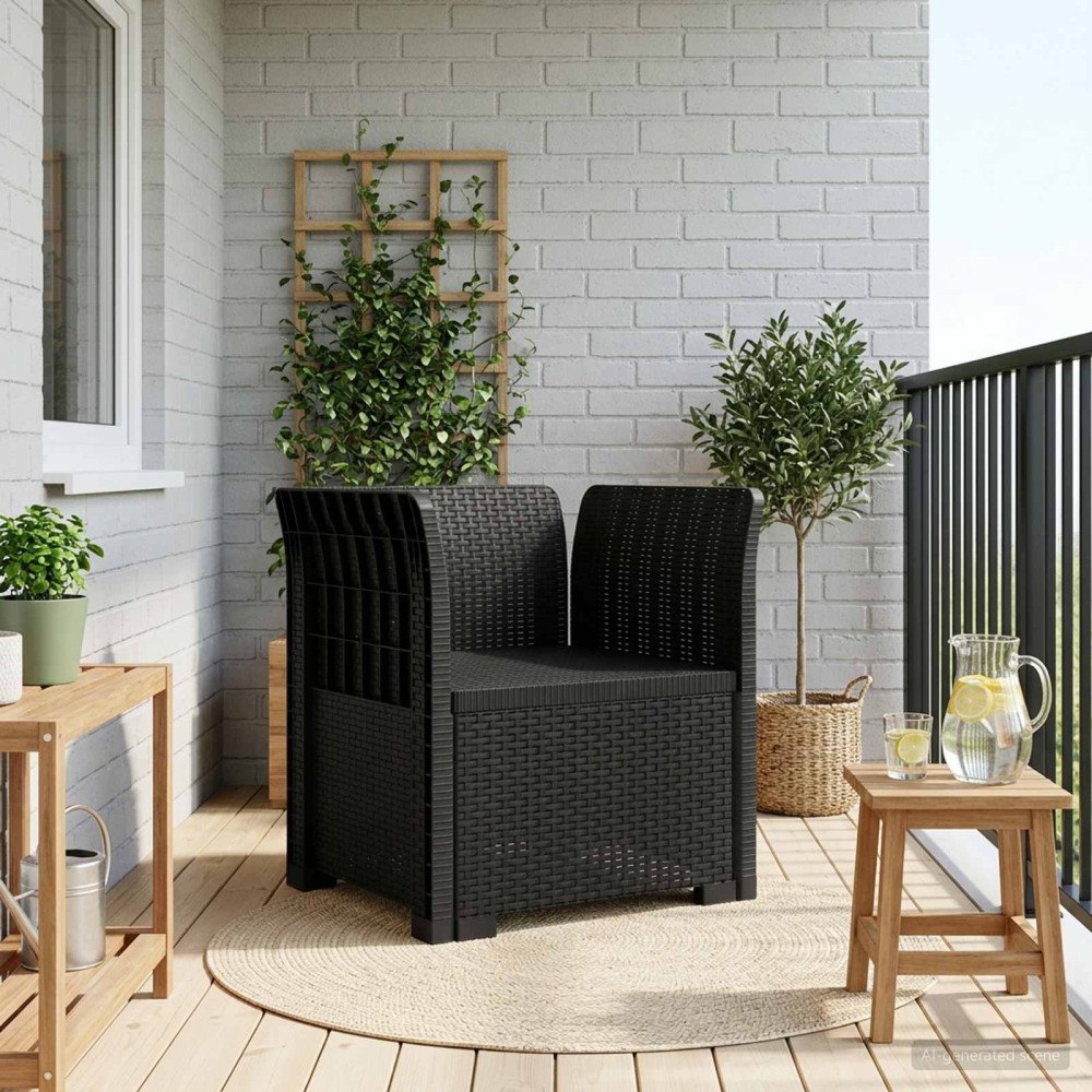 vidaXL 1-sits fåtölj i rottlook PP Antracit