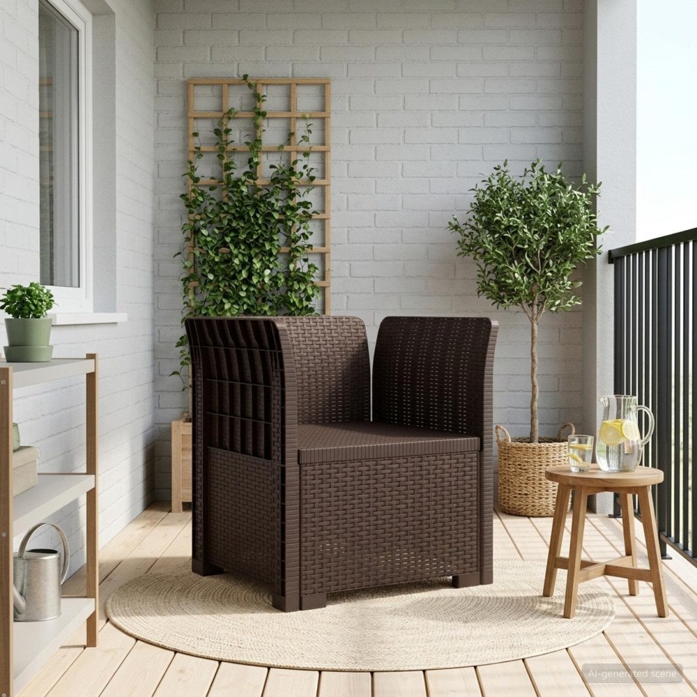 vidaXL 1-sits fåtölj i rottlook PP Brun