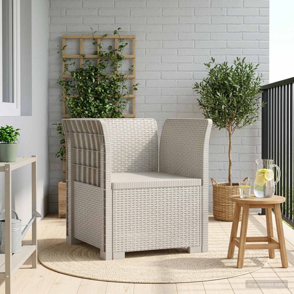 vidaXL 1-sits fåtölj i rottlook PP Vit