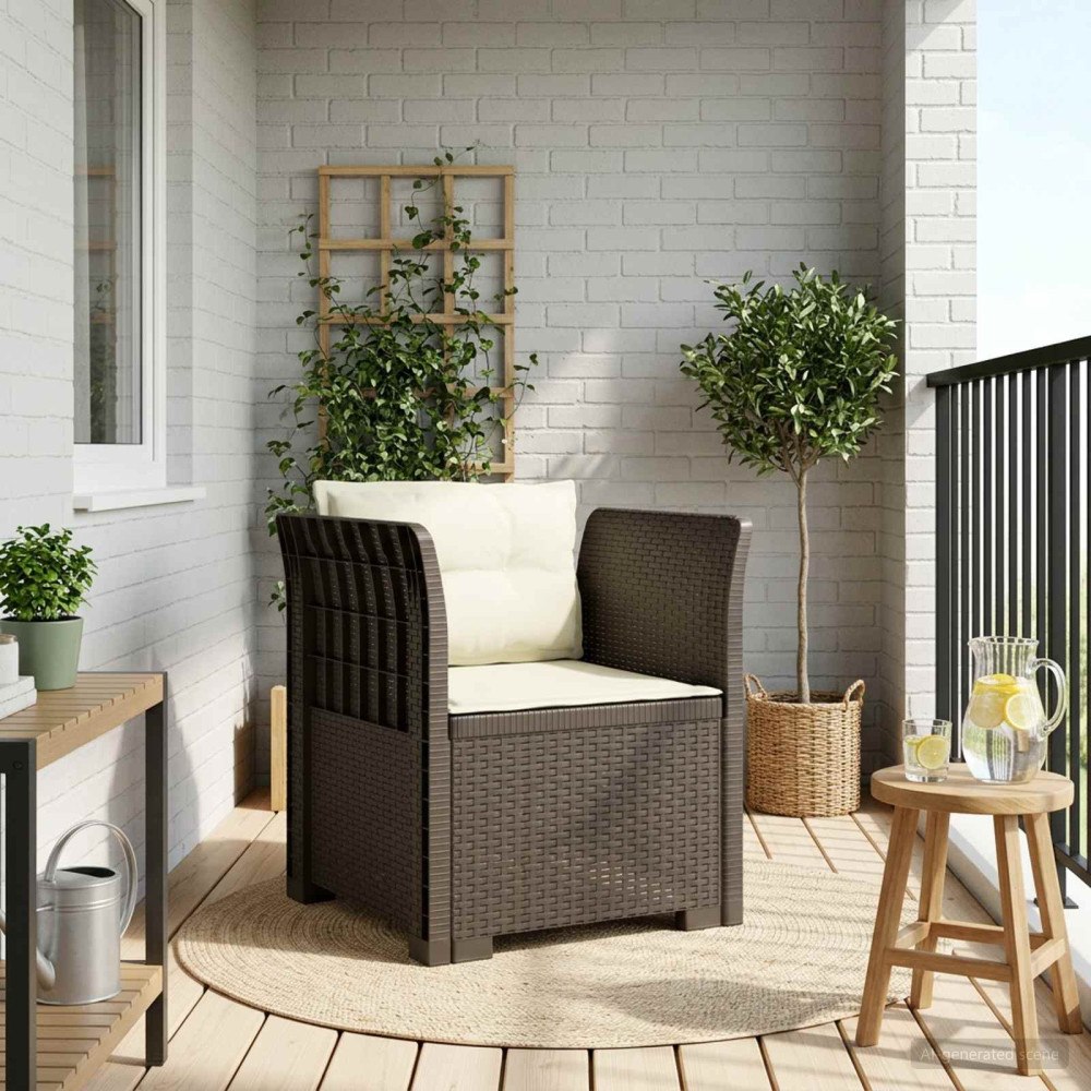 vidaXL 1-sits fåtölj med kuddar i rottlook PP Ljusgrå