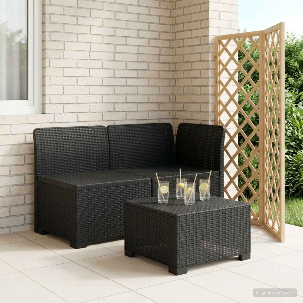 vidaXL 2-sits trädgårdsoffa i rottlook PP Antracit