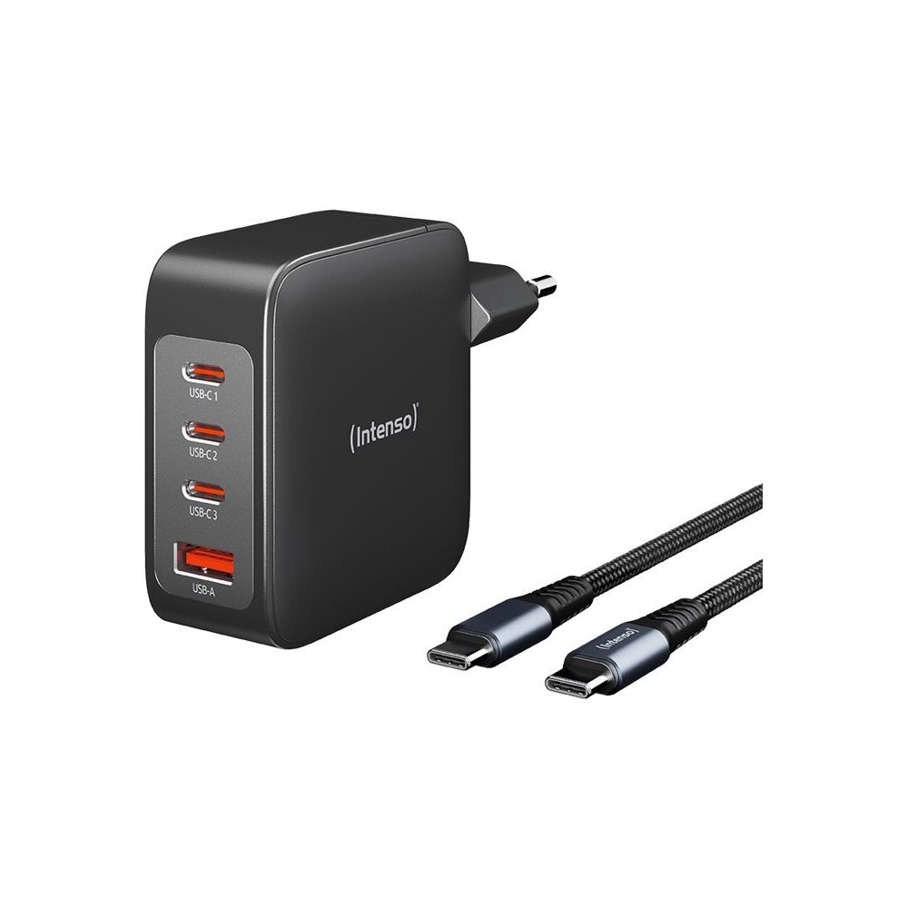 Intenso Intenso W140A3C strömadapter - GaN - 3 x USB-C, USB typ A - 240 Watt - med C520C Cable