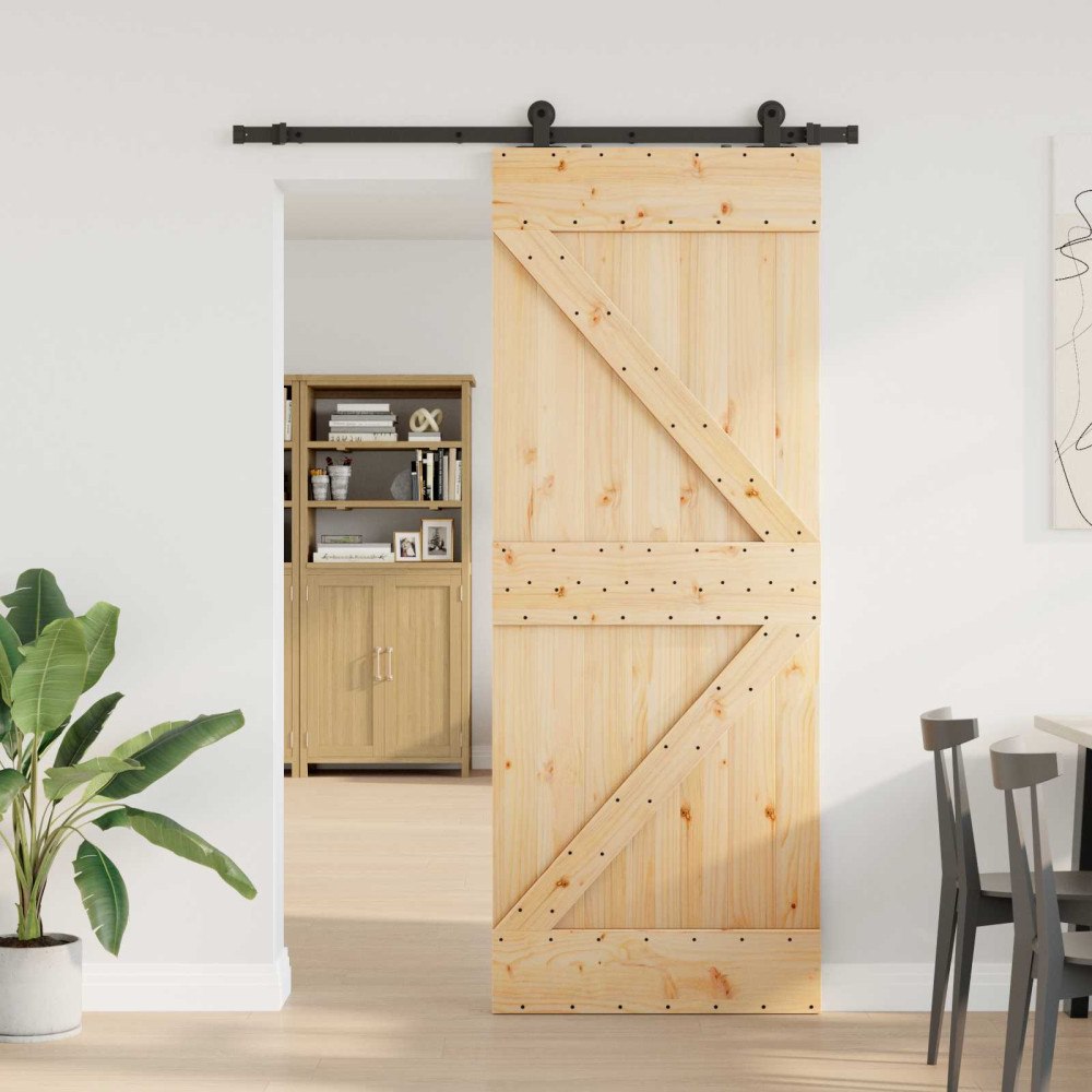 vidaXL Skjutdörr NARVIK 80 x 210 cm (152,5 cm) Naturlig och svart