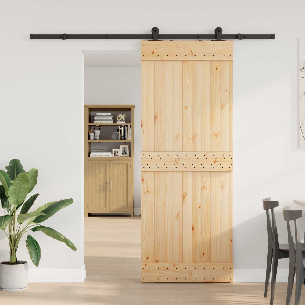 vidaXL Skjutdörr NARVIK 80 x 210 cm (213,5 cm) Naturlig och svart