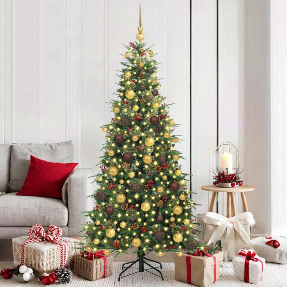 vidaXL Plast Hingad Julgran med 300 LED-lampor Grön 180 cm PE och PVC