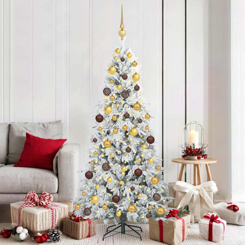 vidaXL Plast Hingad Julgran med 300 LED-lampor Vit 180 cm PE och PVC