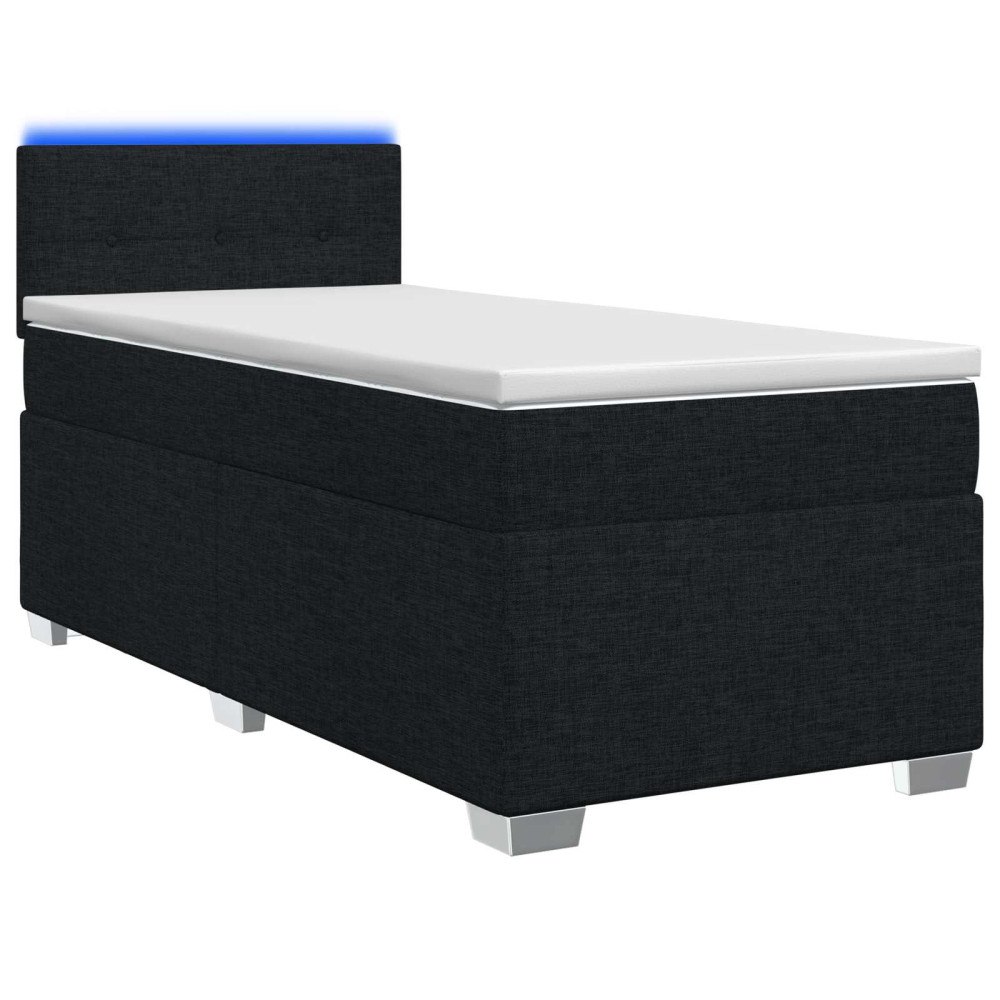 vidaXL Boxspring säng med madrass och LED Svart 80 x 200 cm Tyg