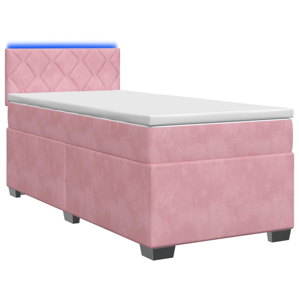 vidaXL Boxspring säng med madrass och LED Rosa 100 x 200 cm Sammet