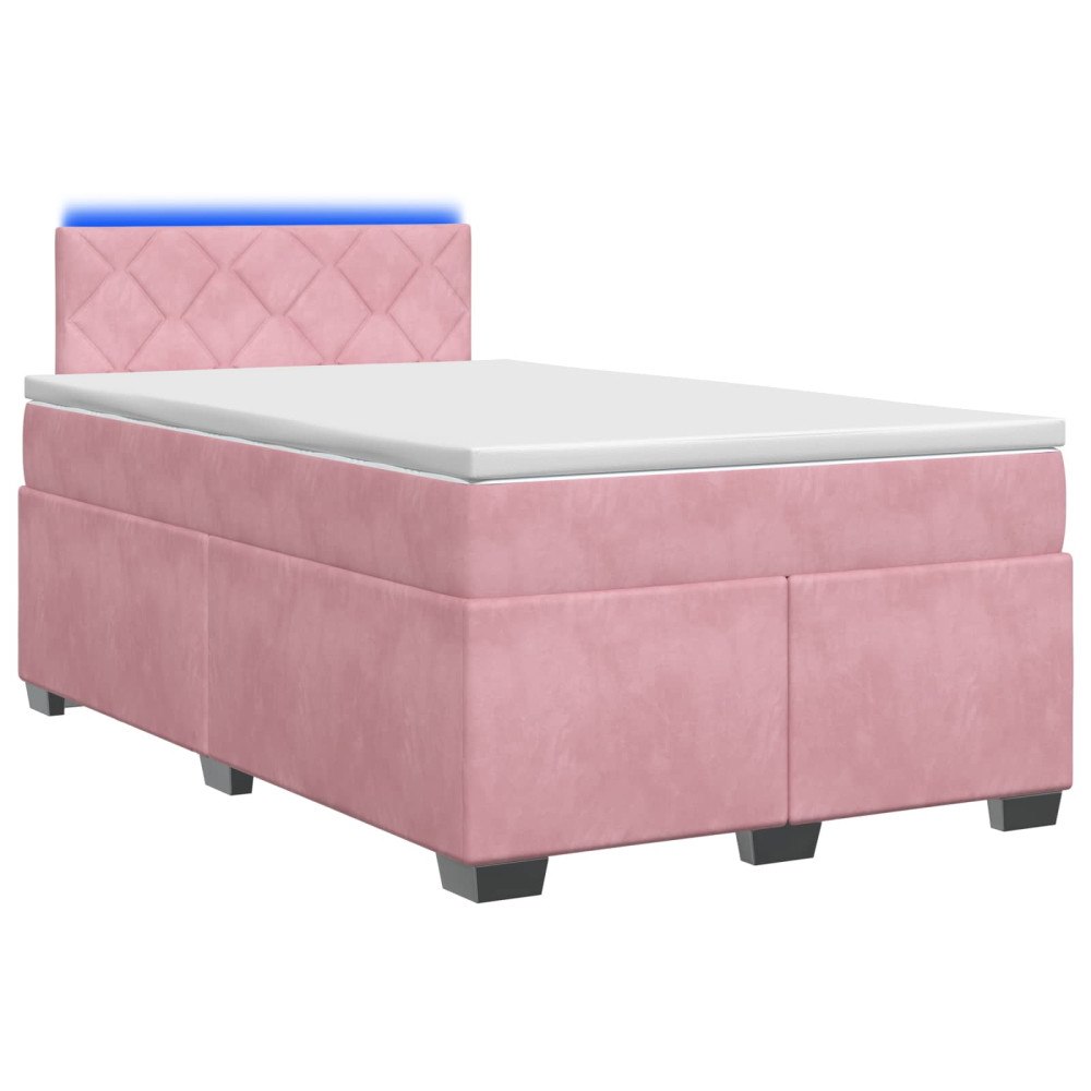 vidaXL Boxspring säng med madrass och LED Rosa 120 x 200 cm Sammet