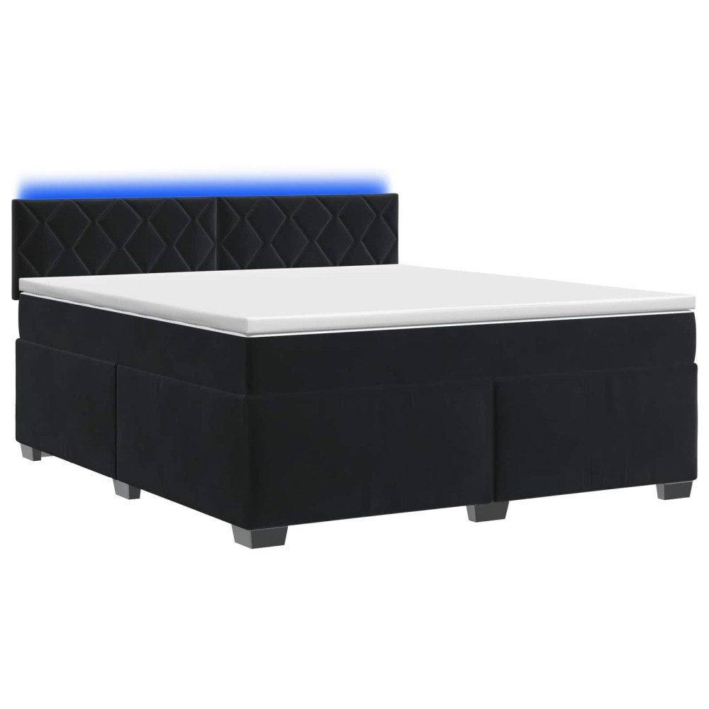vidaXL Boxspring säng med madrass och LED Svart 140 x 190 cm Sammet