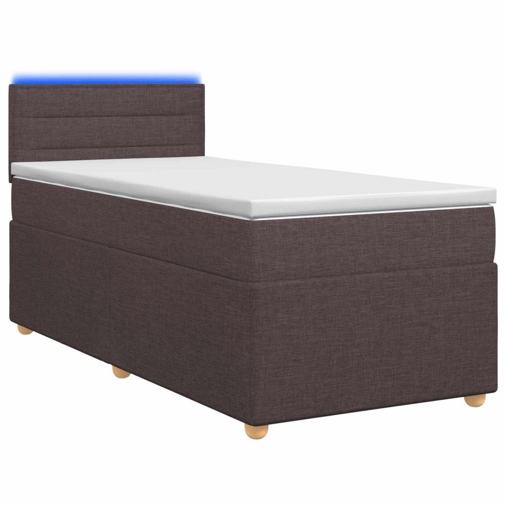 vidaXL Kontinentalsäng med madrass Mörkbrun 90 x 200 cm Tyg