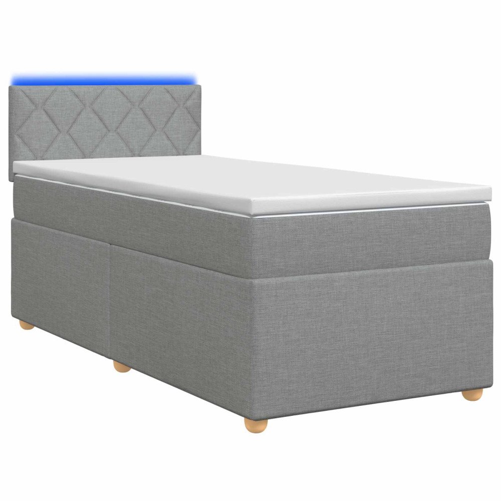 vidaXL Kontinentalsäng med madrass Ljusgrå 90 x 200 cm Tyg