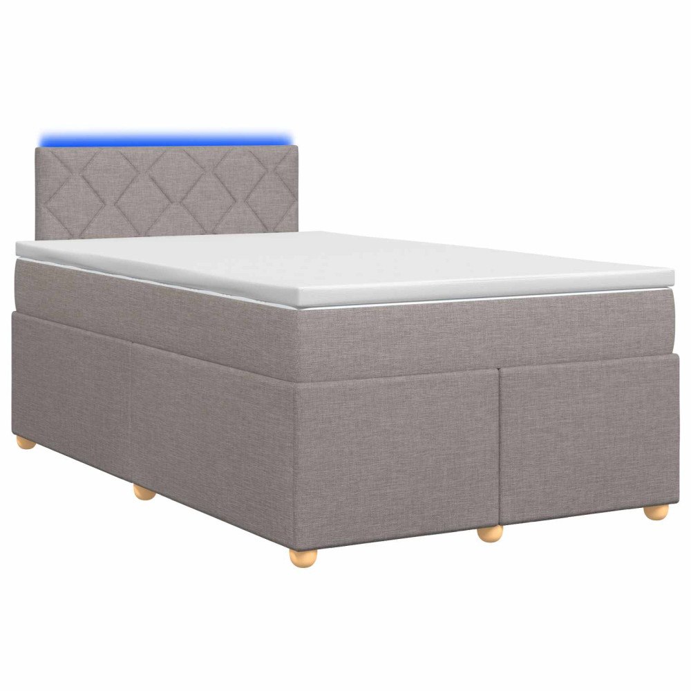 vidaXL Kontinentalsäng med madrass Taupe 120 x 200 cm Tyg
