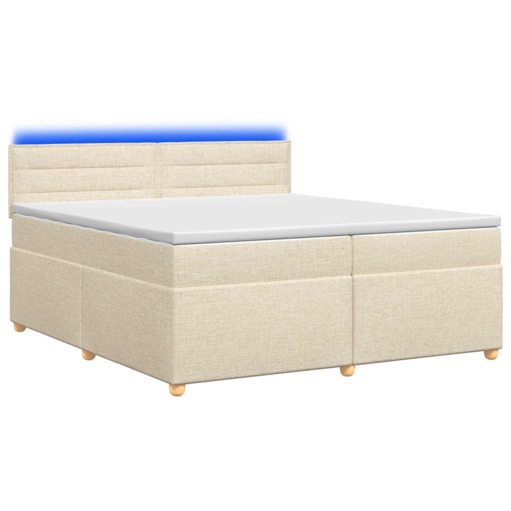 vidaXL Kontinentalsäng med madrass Gräddvit 200 x 200 cm Tyg