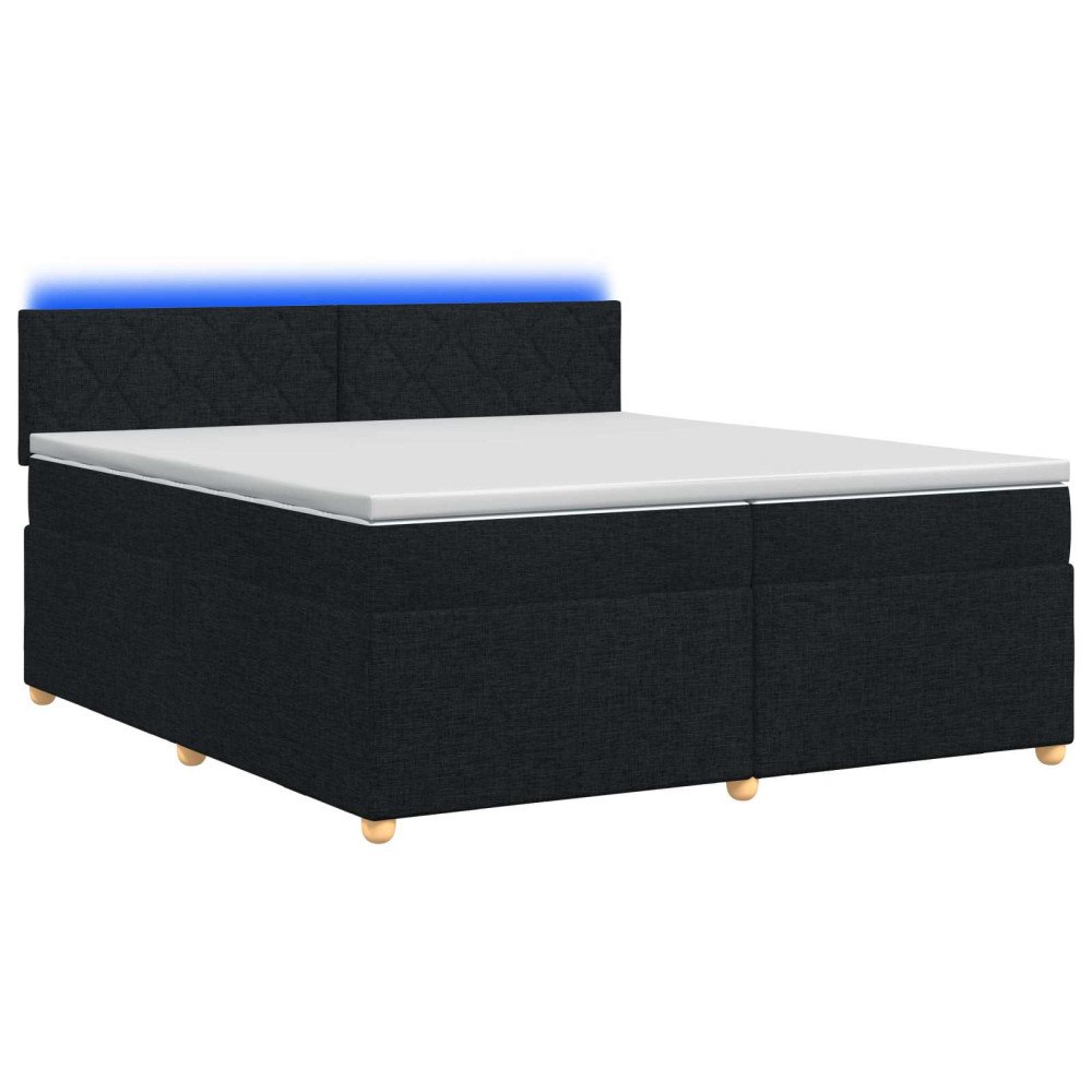 vidaXL Kontinentalsäng med madrass Svart 200 x 200 cm Tyg
