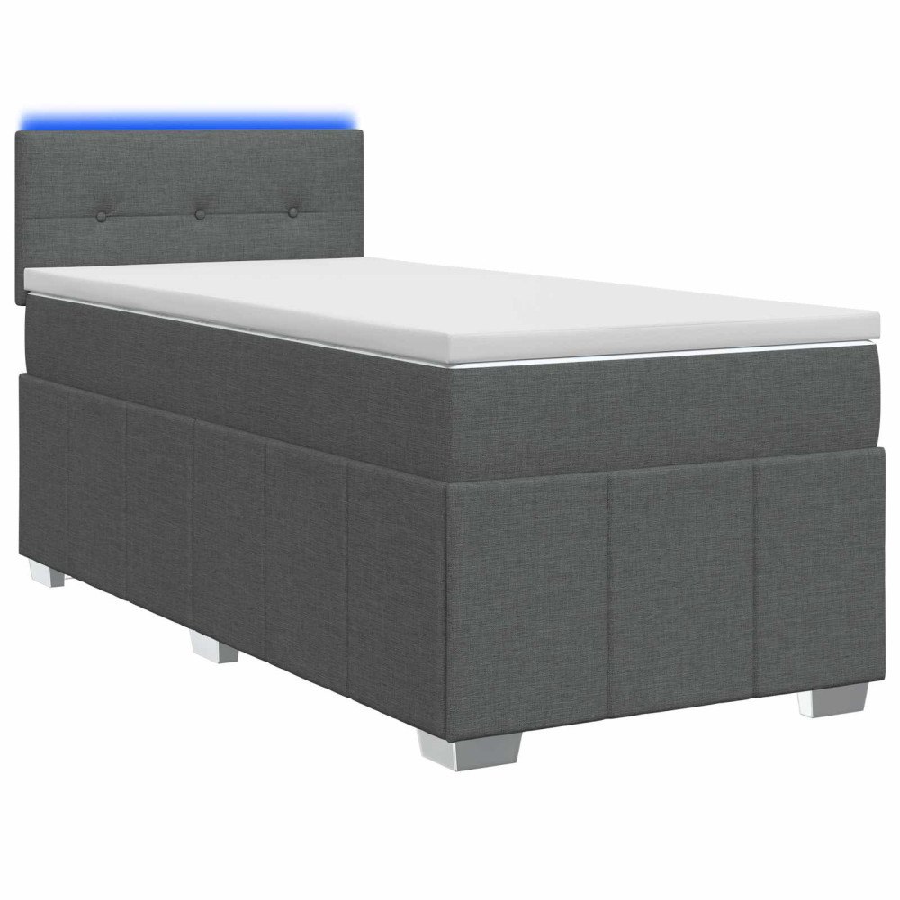 vidaXL Kontinentalsäng med madrass Mörkgrå 90 x 190 cm Tyg