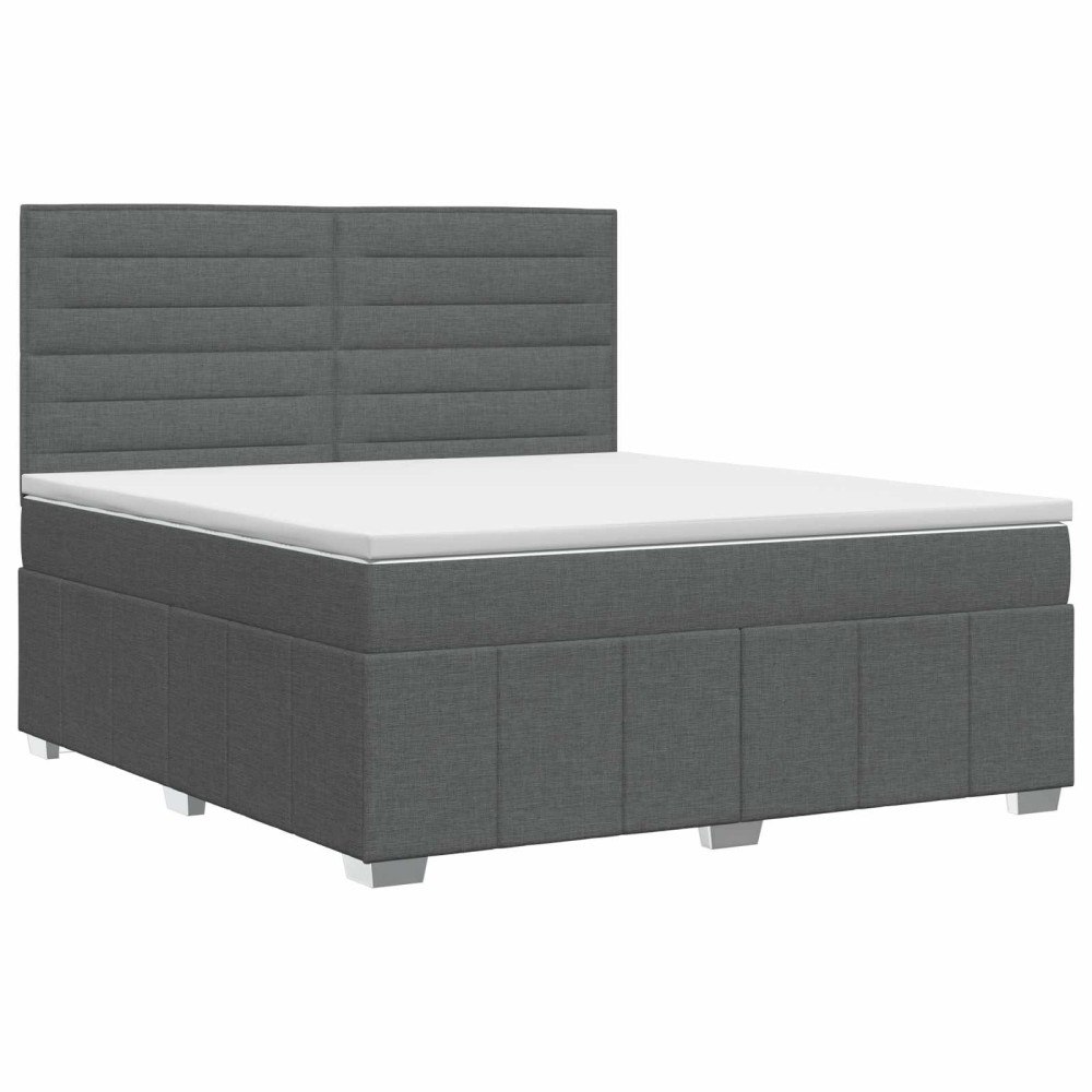vidaXL Kontinentalsäng med madrass Mörkgrå 180 x 200 cm Tyg
