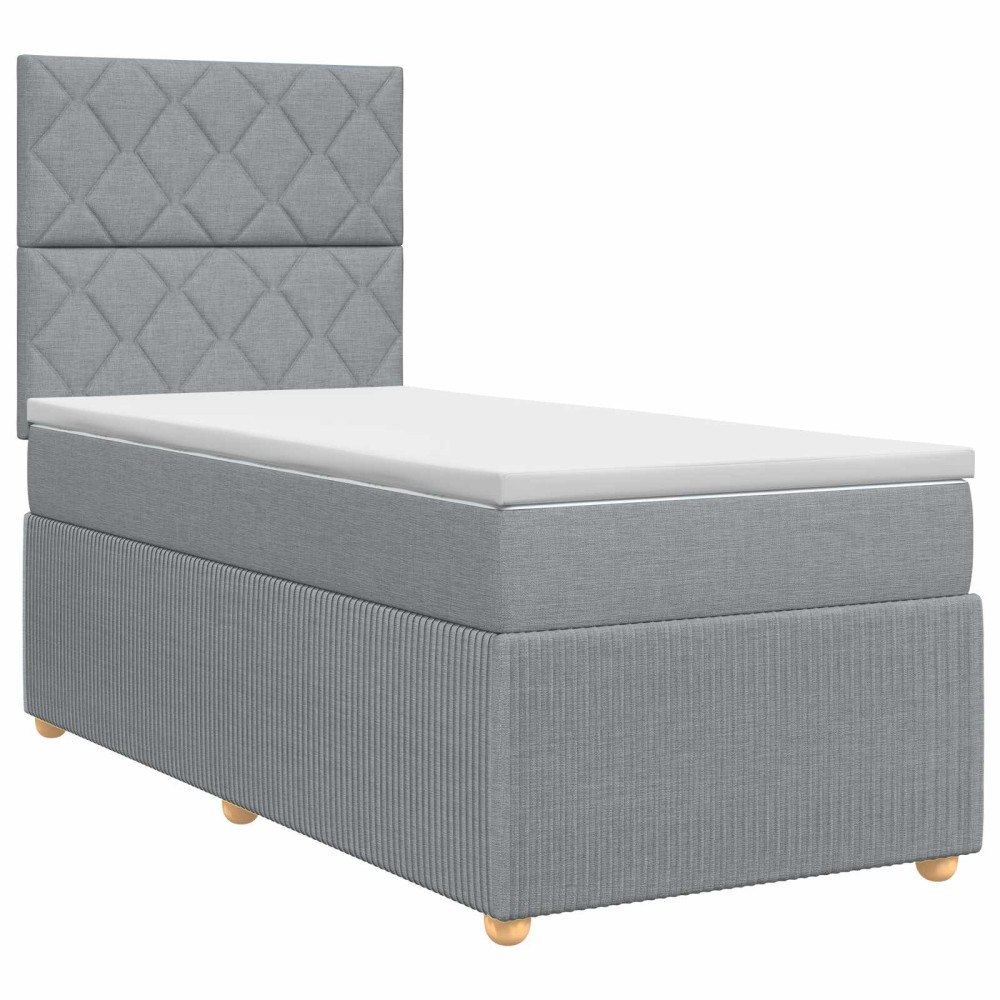 vidaXL Kontinentalsäng med madrass Ljusgrå 80 x 200 cm Tyg