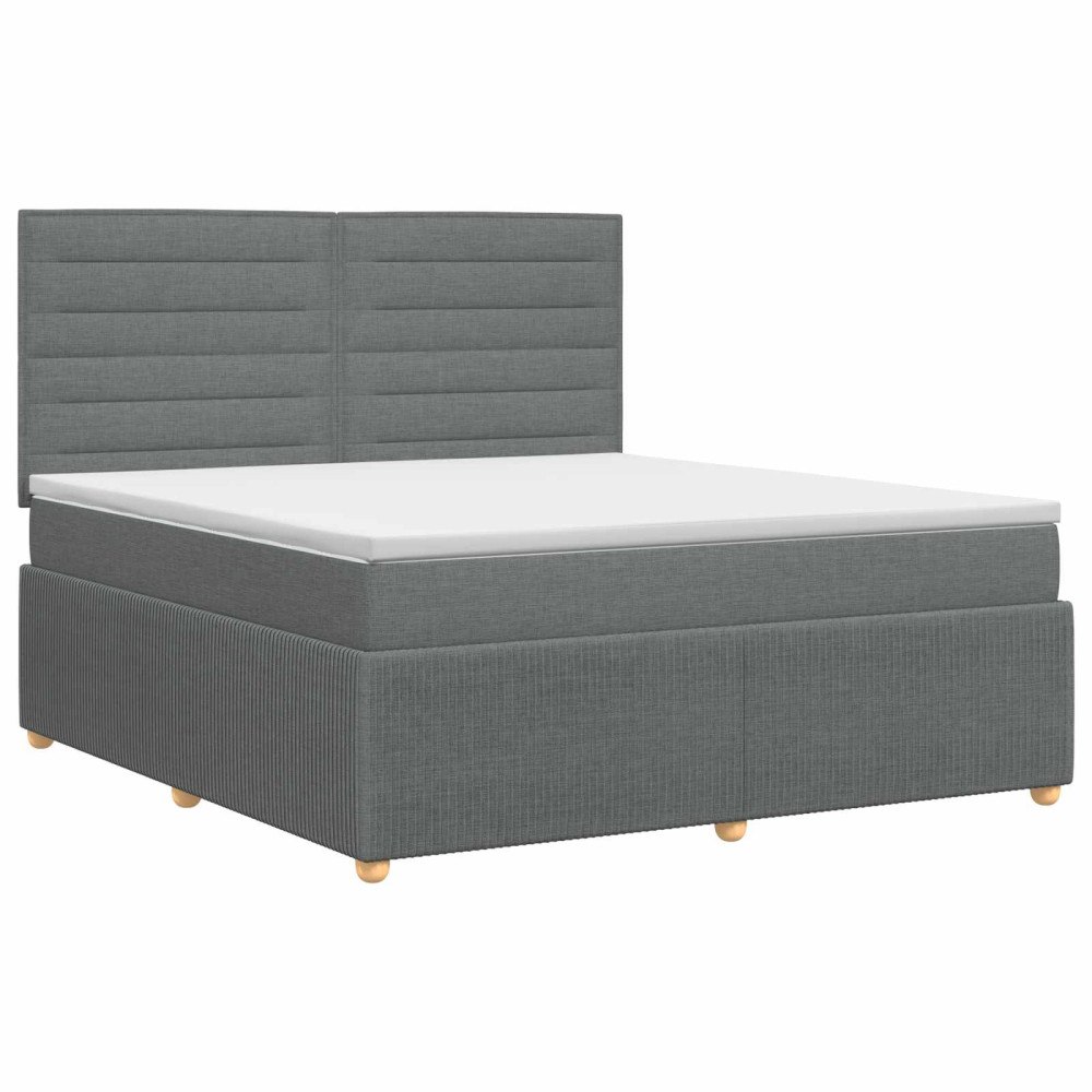 vidaXL Kontinentalsäng med madrass Mörkgrå 180 x 200 cm Tyg