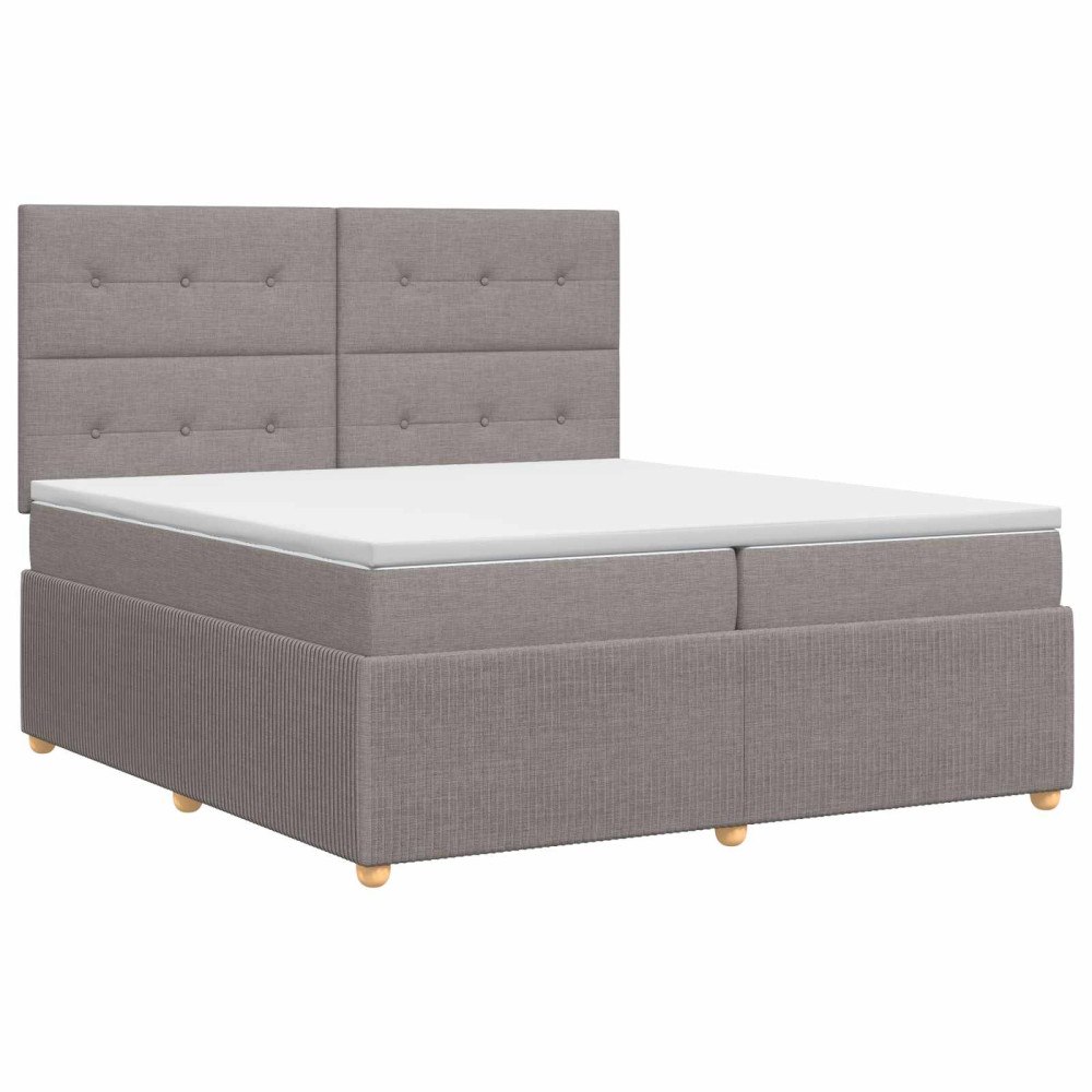 vidaXL Kontinentalsäng med madrass Taupe 200 x 200 cm Tyg