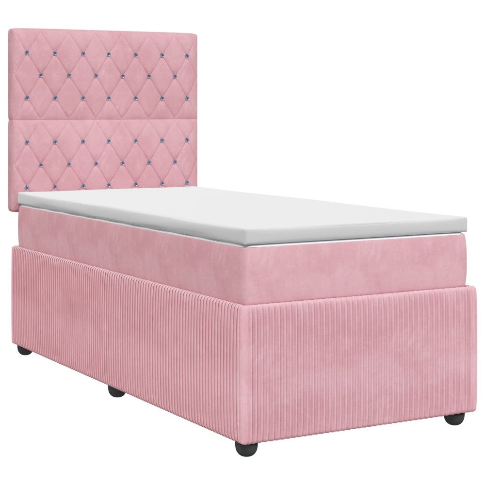 vidaXL Kontinentalsäng med madrass Rosa 90 x 190 cm Sammet