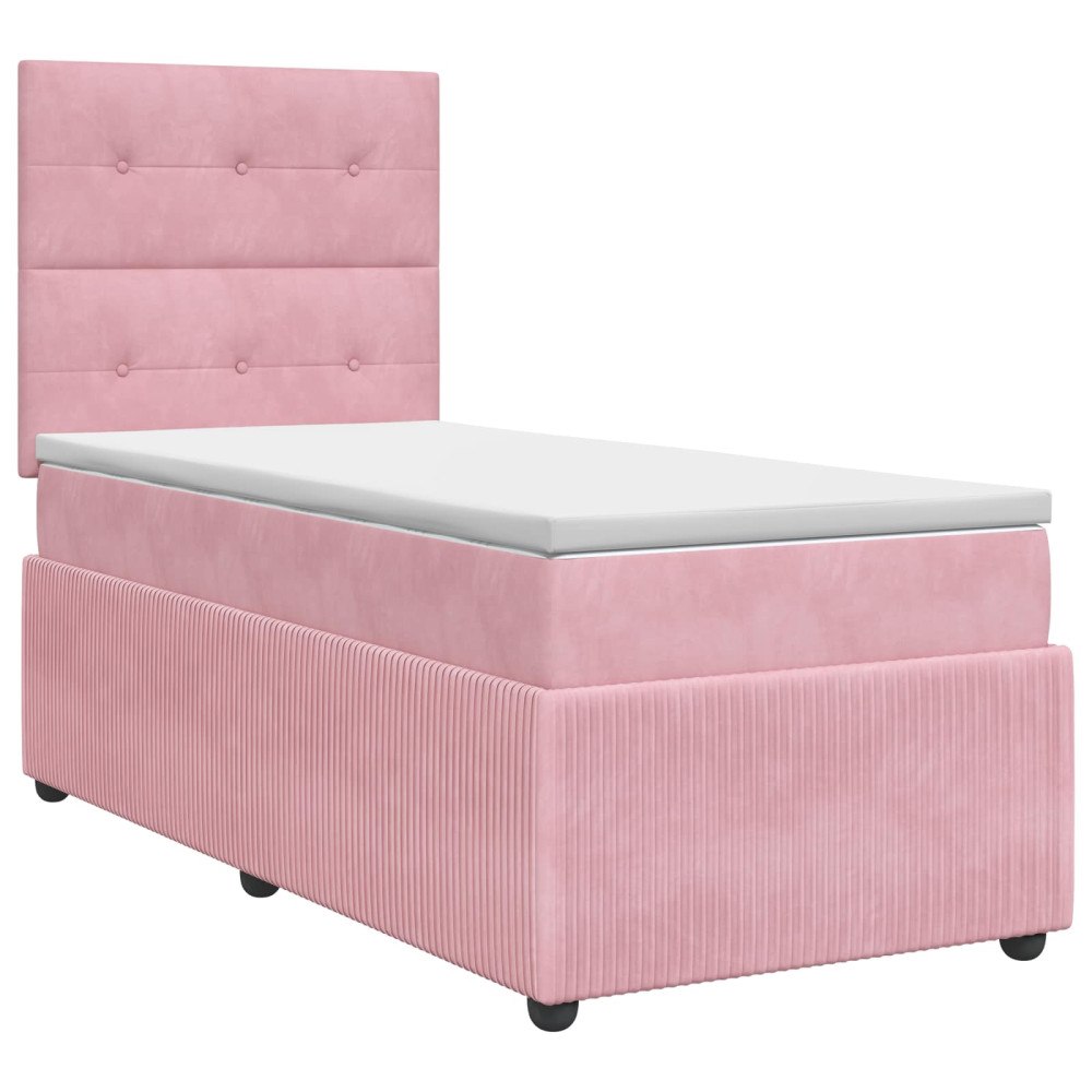 vidaXL Kontinentalsäng med madrass Rosa 90 x 190 cm Sammet