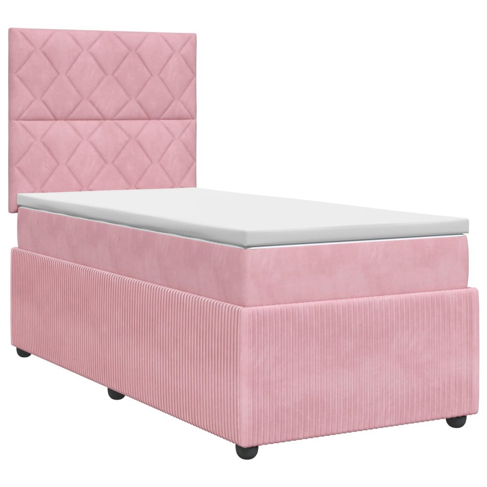 vidaXL Kontinentalsäng med madrass Rosa 90 x 190 cm Sammet