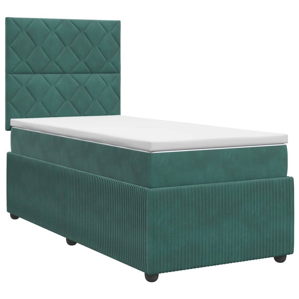 vidaXL Kontinentalsäng med madrass Mörkgrön 90 x 200 cm Sammet