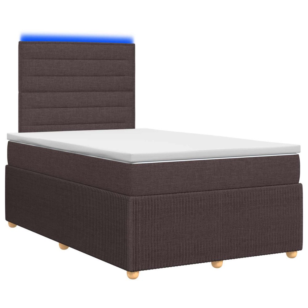 vidaXL LED sängram med madrass Mörkbrun 120 x 190 cm Tyg