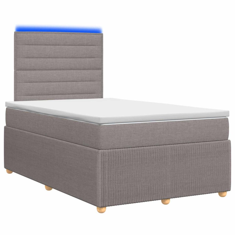 vidaXL LED sängram med madrass med huvudgavel Taupe 120 x 190 cm Tyg