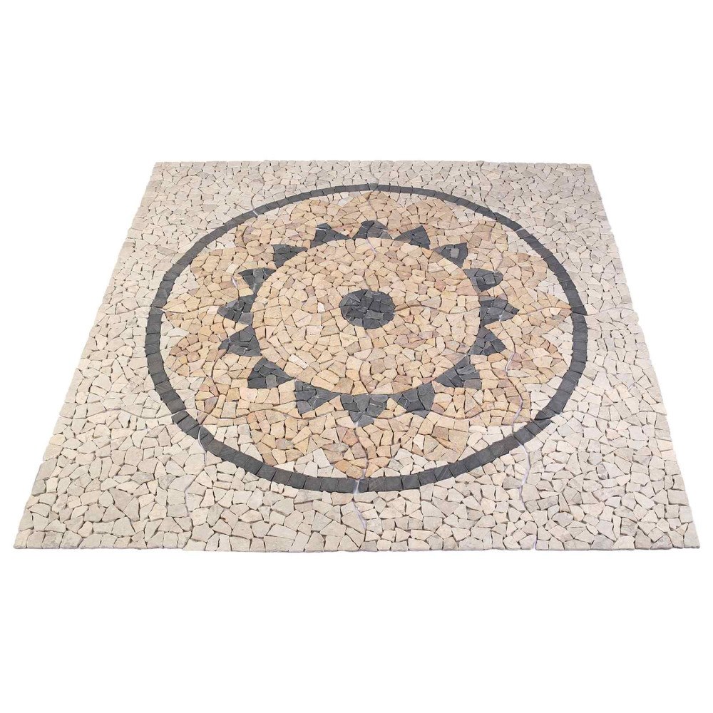 vidaXL Mosaikplattor solrosmönster Flerfärgsdesign 120 x 120 cm Marmor