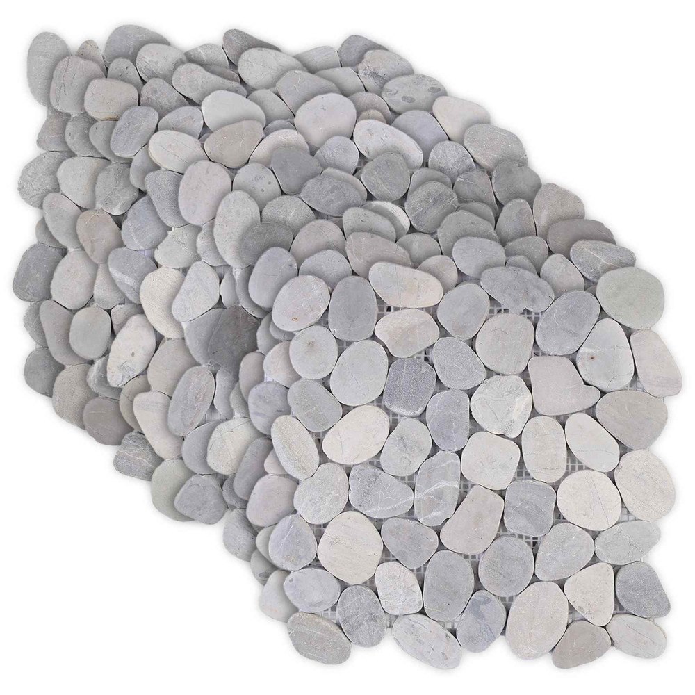 vidaXL Pebble Tiles Grå 30 x 30 cm Flodsten