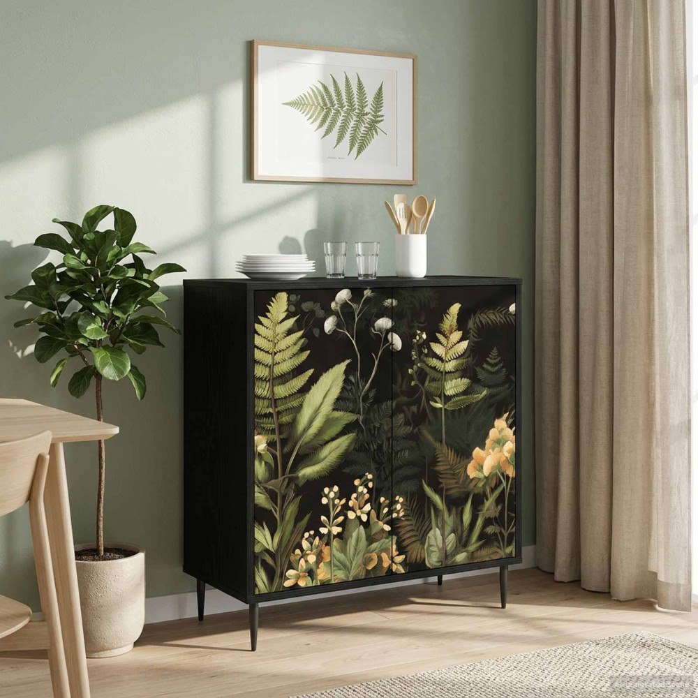 vidaXL Sideboard RHENEN Svart ek 69 x 33 x 76 cm Konstruerat trä