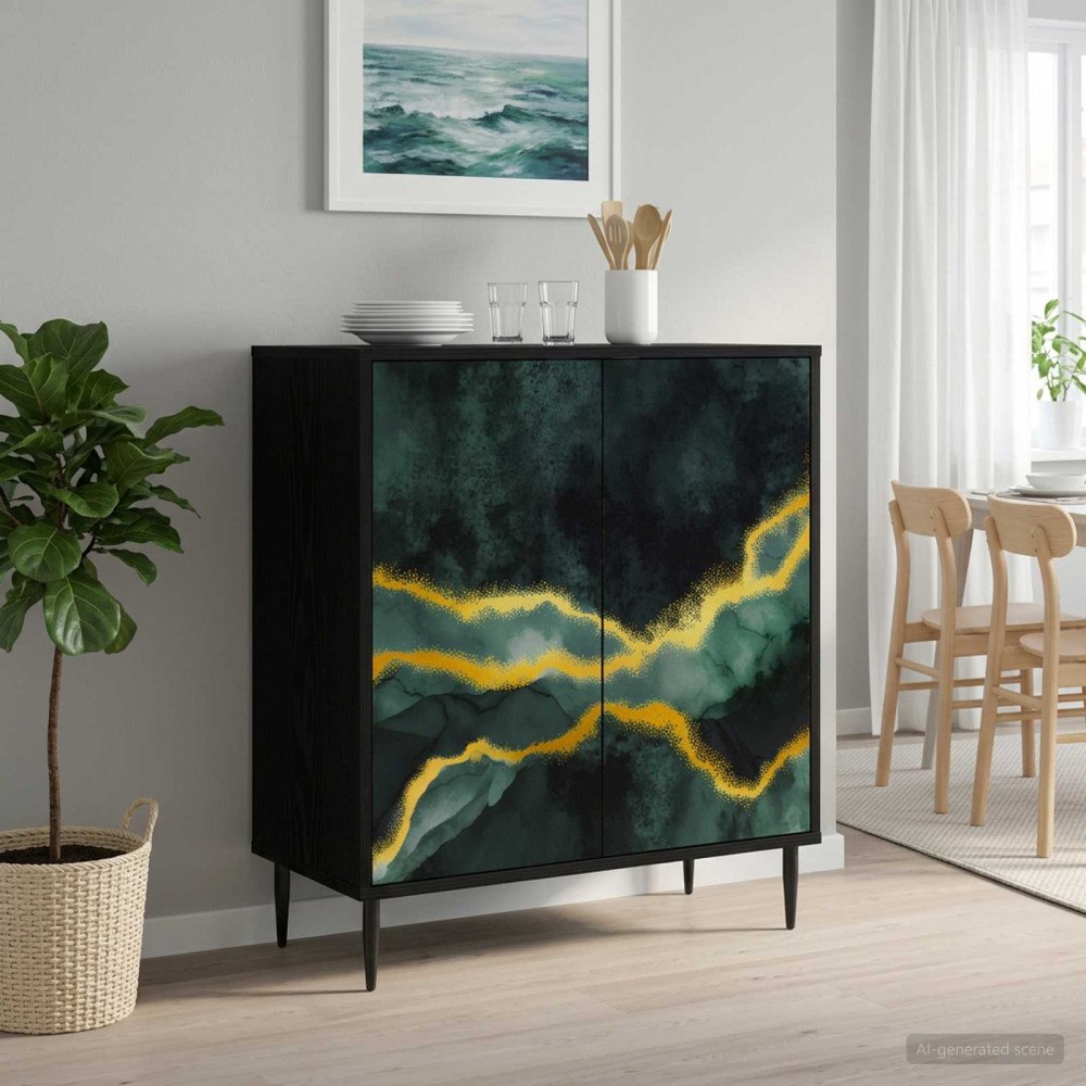 vidaXL Sideboard WIJHE Svart ek 69 x 33 x 76 cm Konstruerat trä