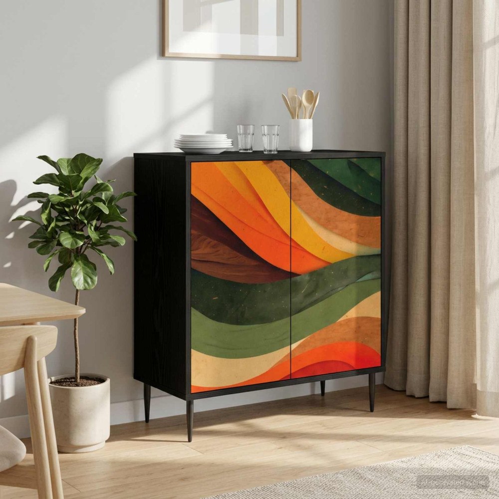 vidaXL Sideboard BONN Svart ek 69 x 33 x 76 cm Konstruerat trä