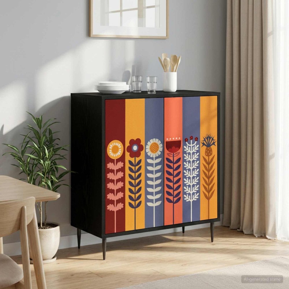 vidaXL Sideboard ESSEN Svart ek 69 x 33 x 76 cm Konstruerat trä
