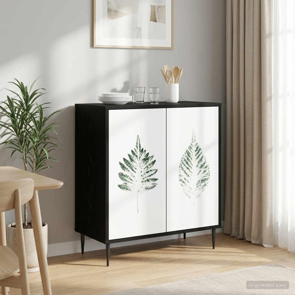 vidaXL Sideboard HANAU Svart ek 69 x 33 x 76 cm Konstruerat trä