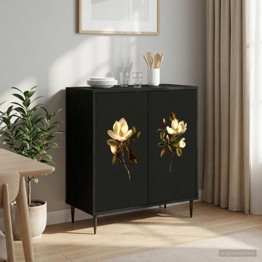 vidaXL Sideboard BREMEN Svart ek 69 x 33 x 76 cm Konstruerat trä