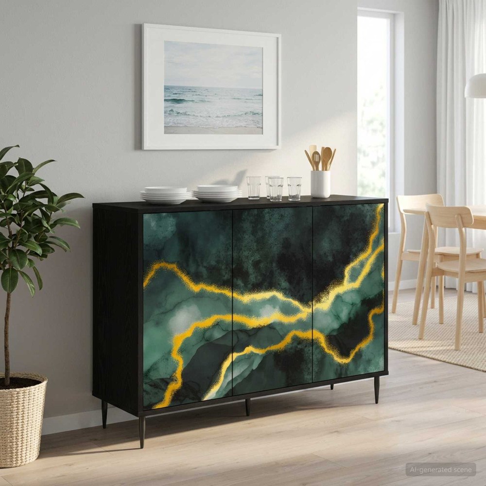 vidaXL Sideboard WIJHE Svart ek 102 x 33 x 76 cm Konstruerat trä
